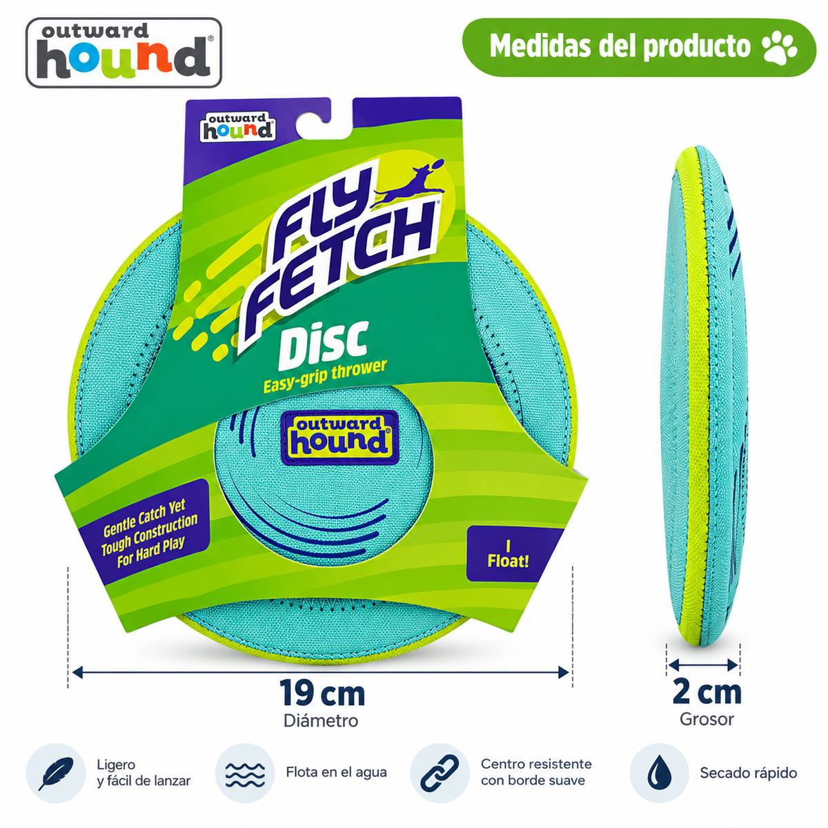 Frisbee para Perros Outward Hound Fly Fetch Disc Flotante