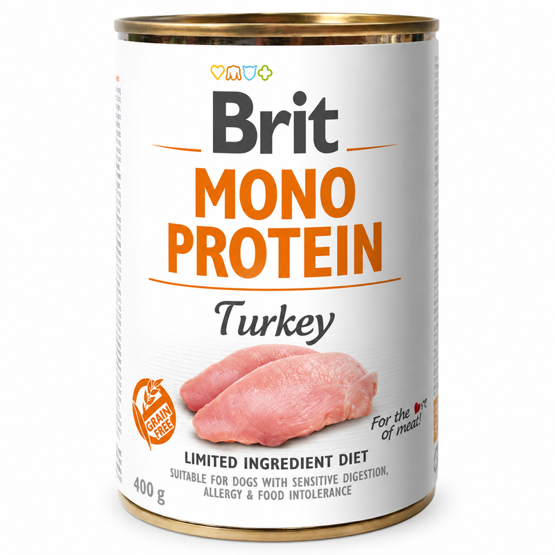Brit Mono Protein Pavo 400 g – Alimento Húmedo para Perros