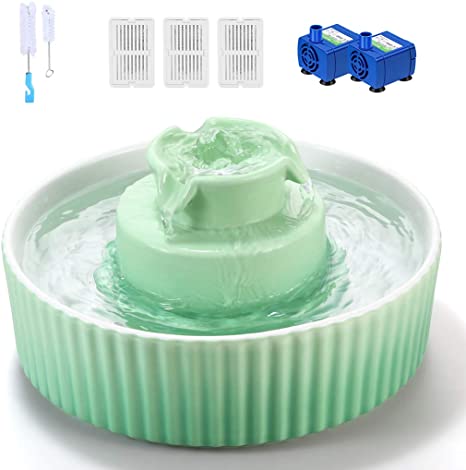 Fuente De Agua De Porcelana Para Perros o Gatos Verde