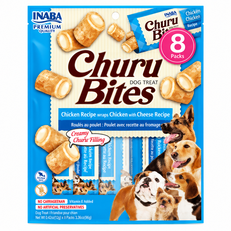 INABA Churu Bites Pollo con Queso para Perros x8