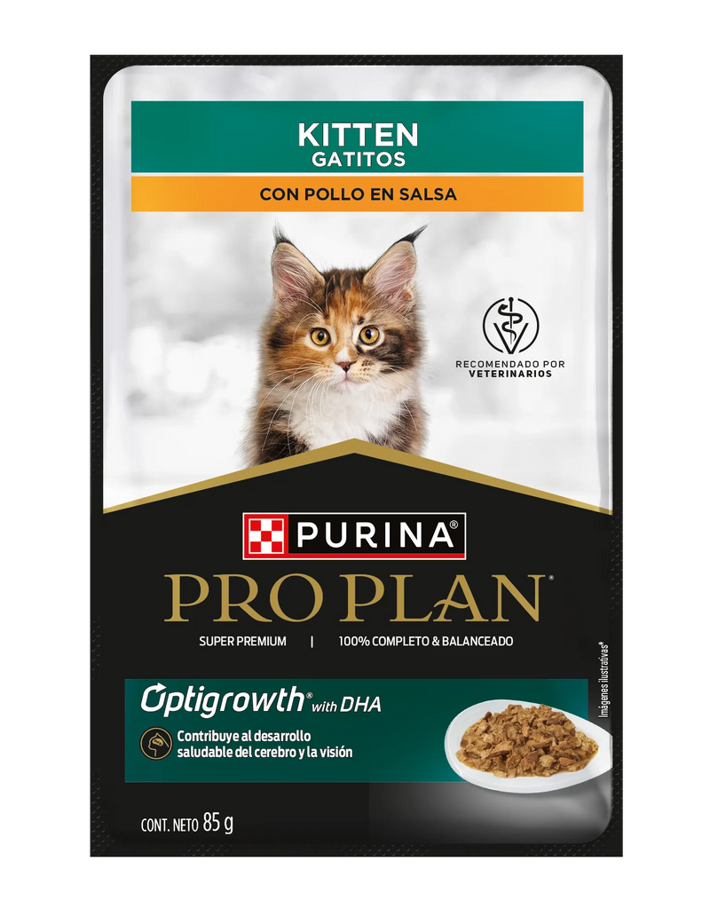 Alimento Humedo Pro Plan para Gato Kitten Pollo en Salsa 85 Grs