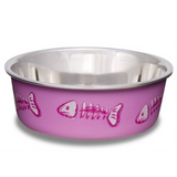 Comedero con esqueleto de pez, color rosa, talla XS