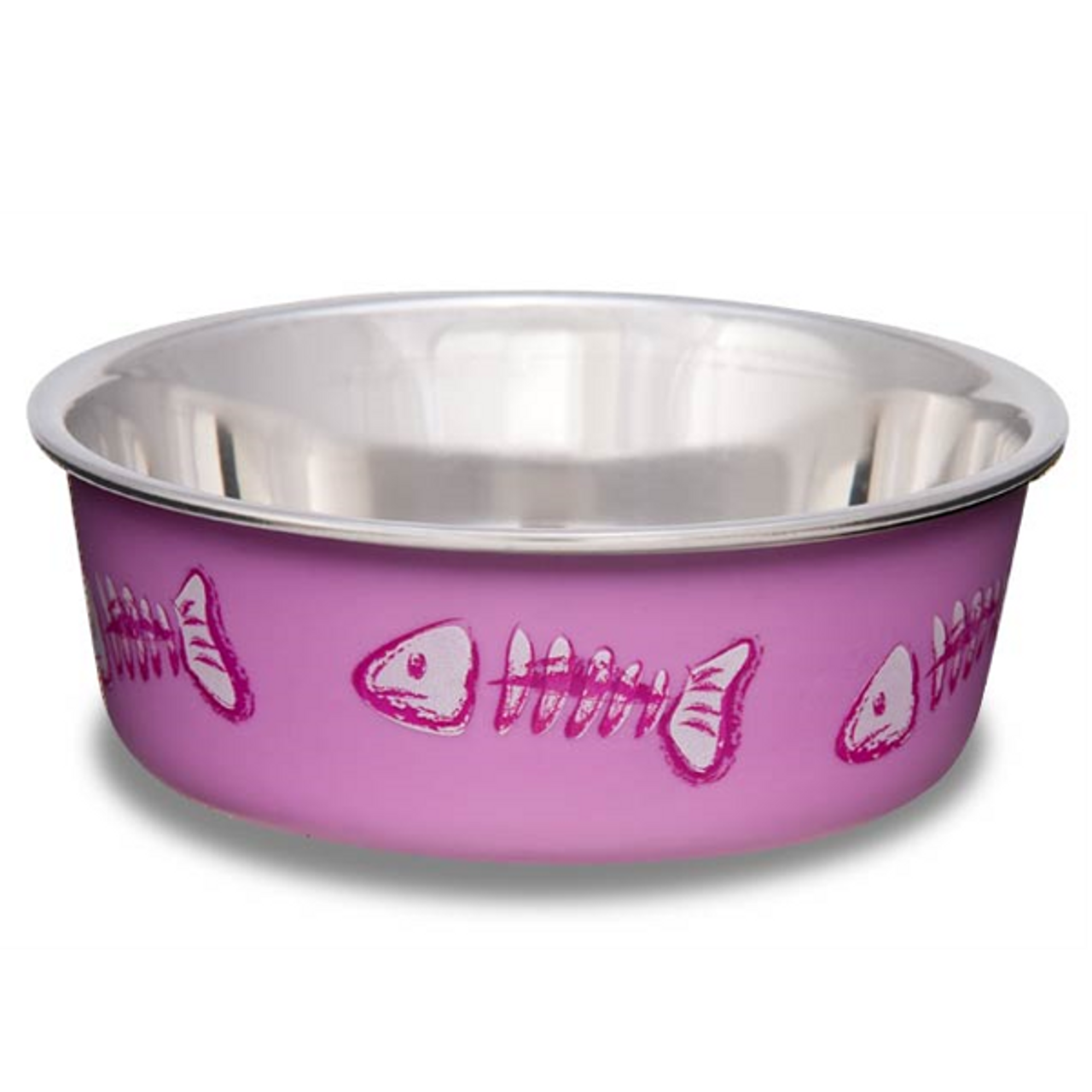 Comedero con esqueleto de pez, color rosa, talla XS