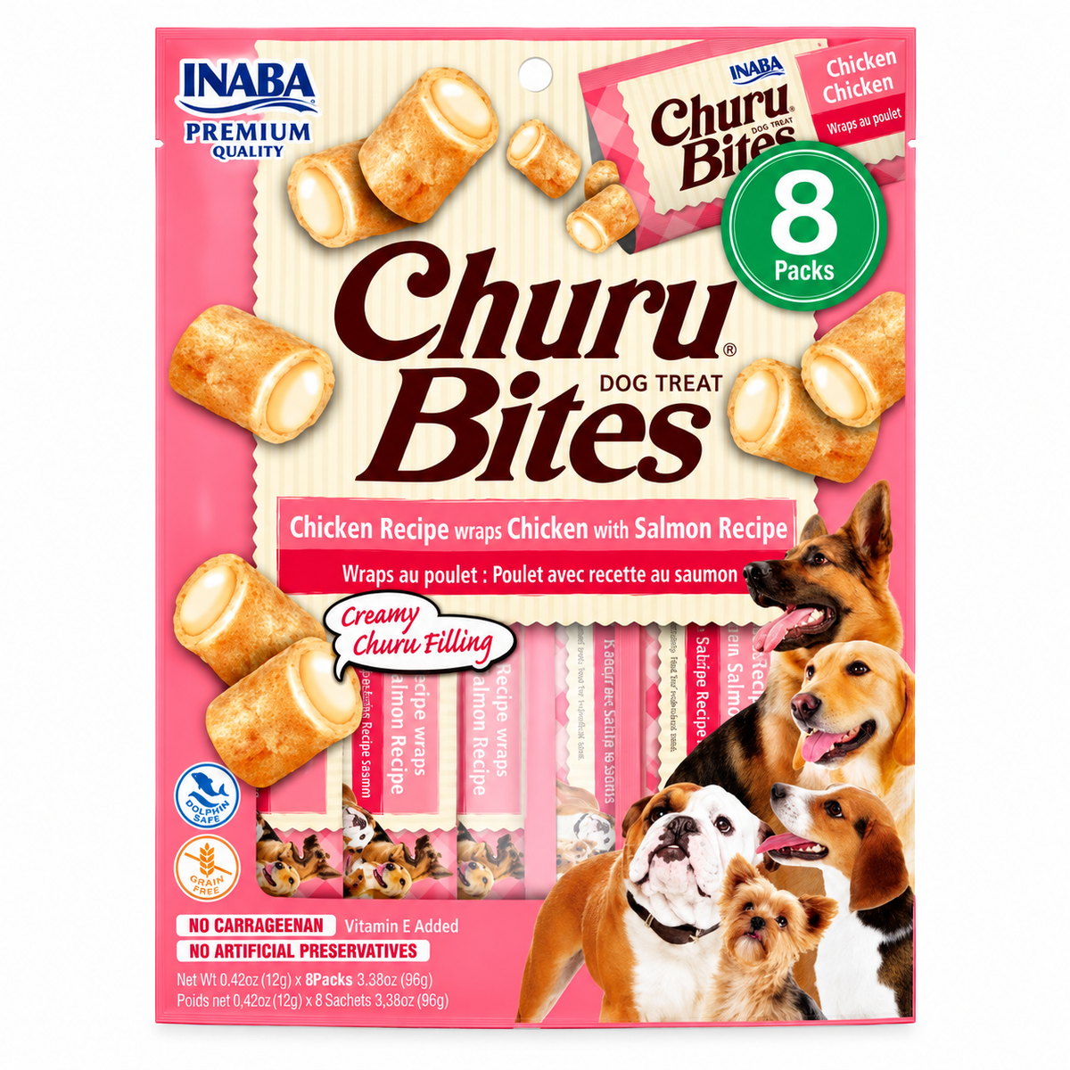 INABA Churu Bites Pollo con Salmón para Perros x8