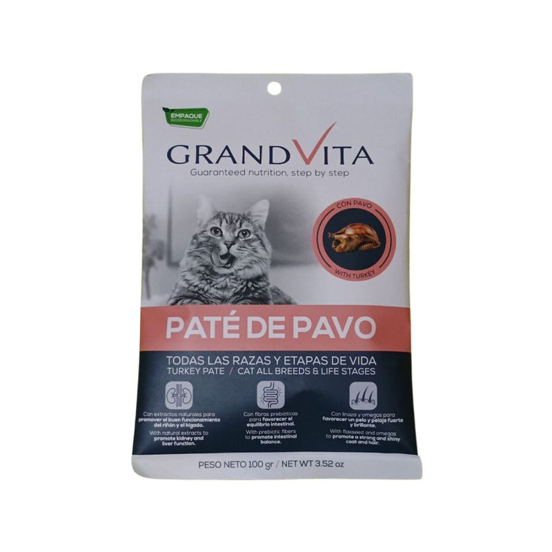 Comida Húmeda para gato Grand Vita paté Pavo 100