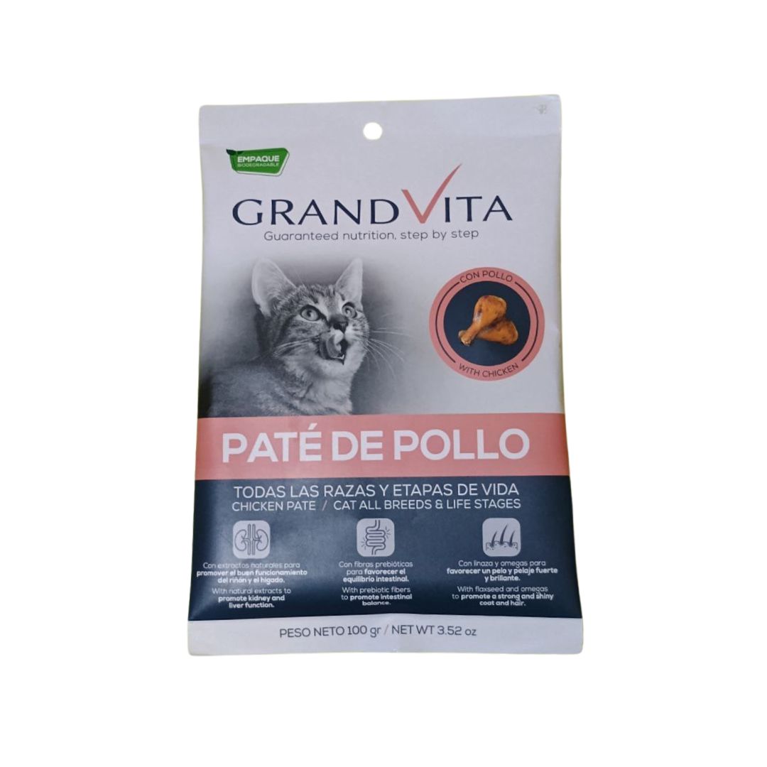 Comida Húmeda para gato Grand Vita paté Pollo 100 Gr