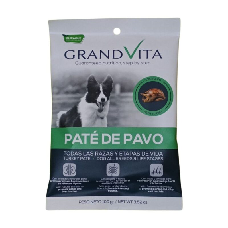 Comida Húmeda para perro Grand Vita paté Pavo 100 Gr