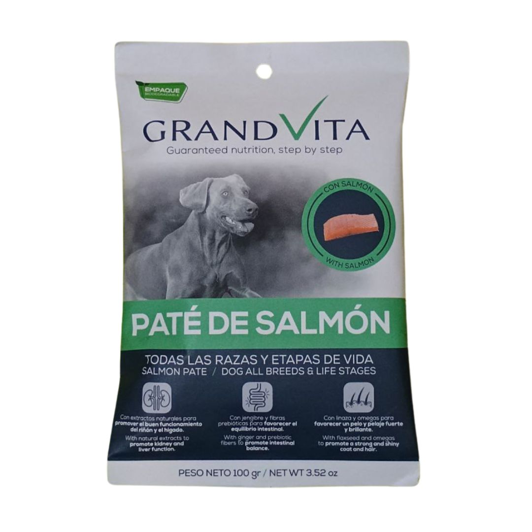 Comida Húmeda para perro Grand Vita paté Salmón 100 Gr Caja por 12 unidades