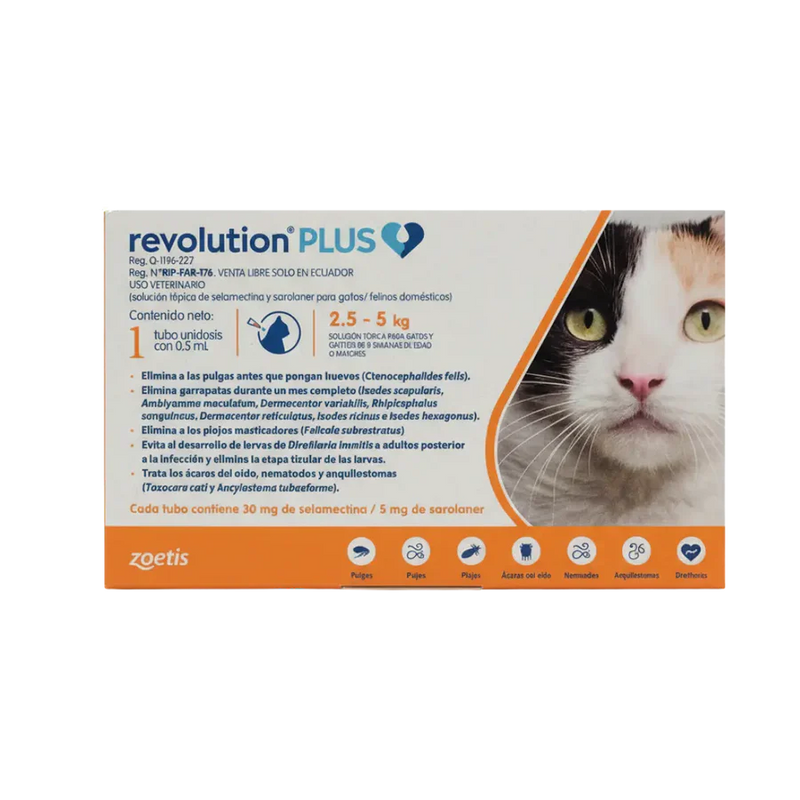 Antipulgas Revolution Plus para Gatos 2.5 a 5 Kg
