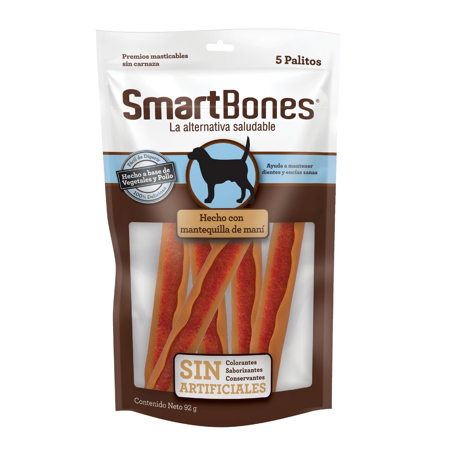 Snack para perro Smartbones sin artificiales mantequilla de maní mini 5 und