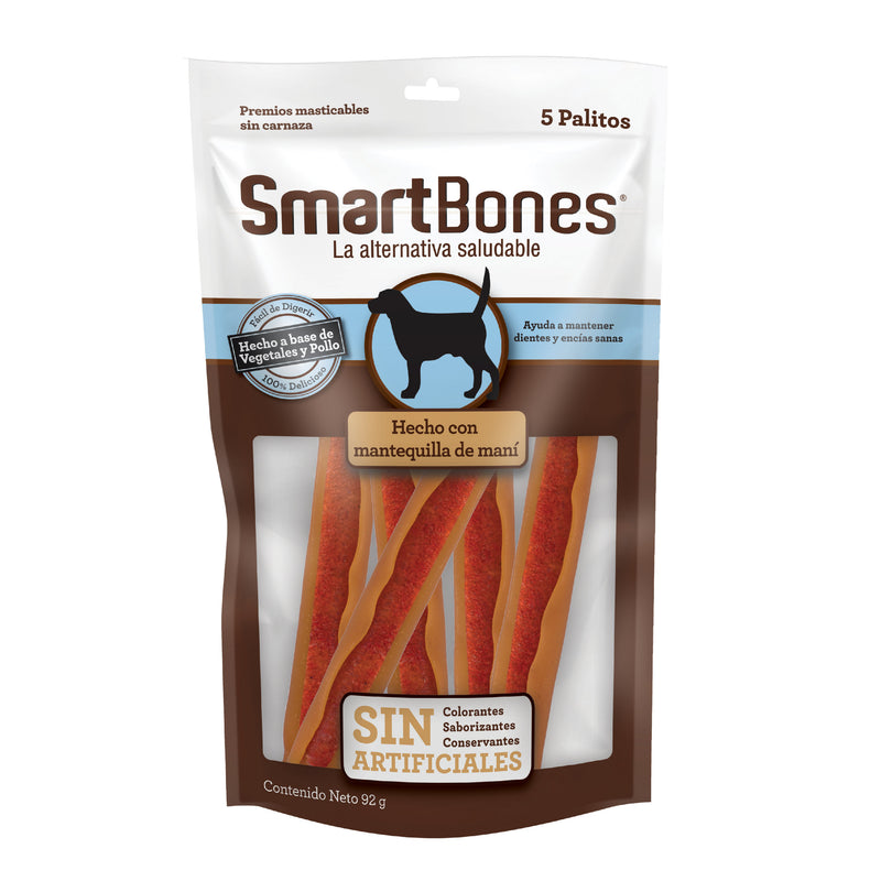Snack para perro Smartbones sin artificiales mantequilla de maní mini 5 und