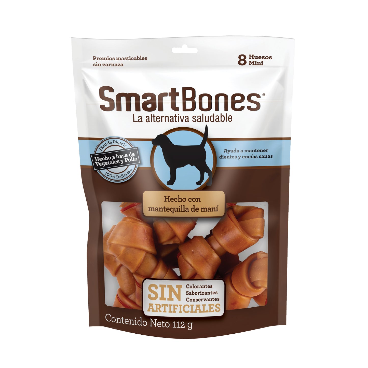 Snack para perro miniatura Smartbones sin artificiales mantequilla de maní mini 8 und