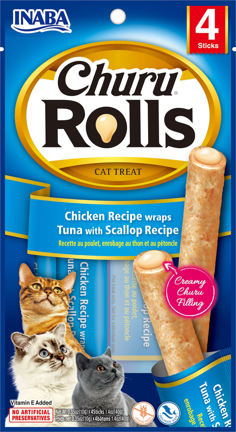 Snack Para Gato Churu Rolls Sabor Pollo con Atun & Scallope