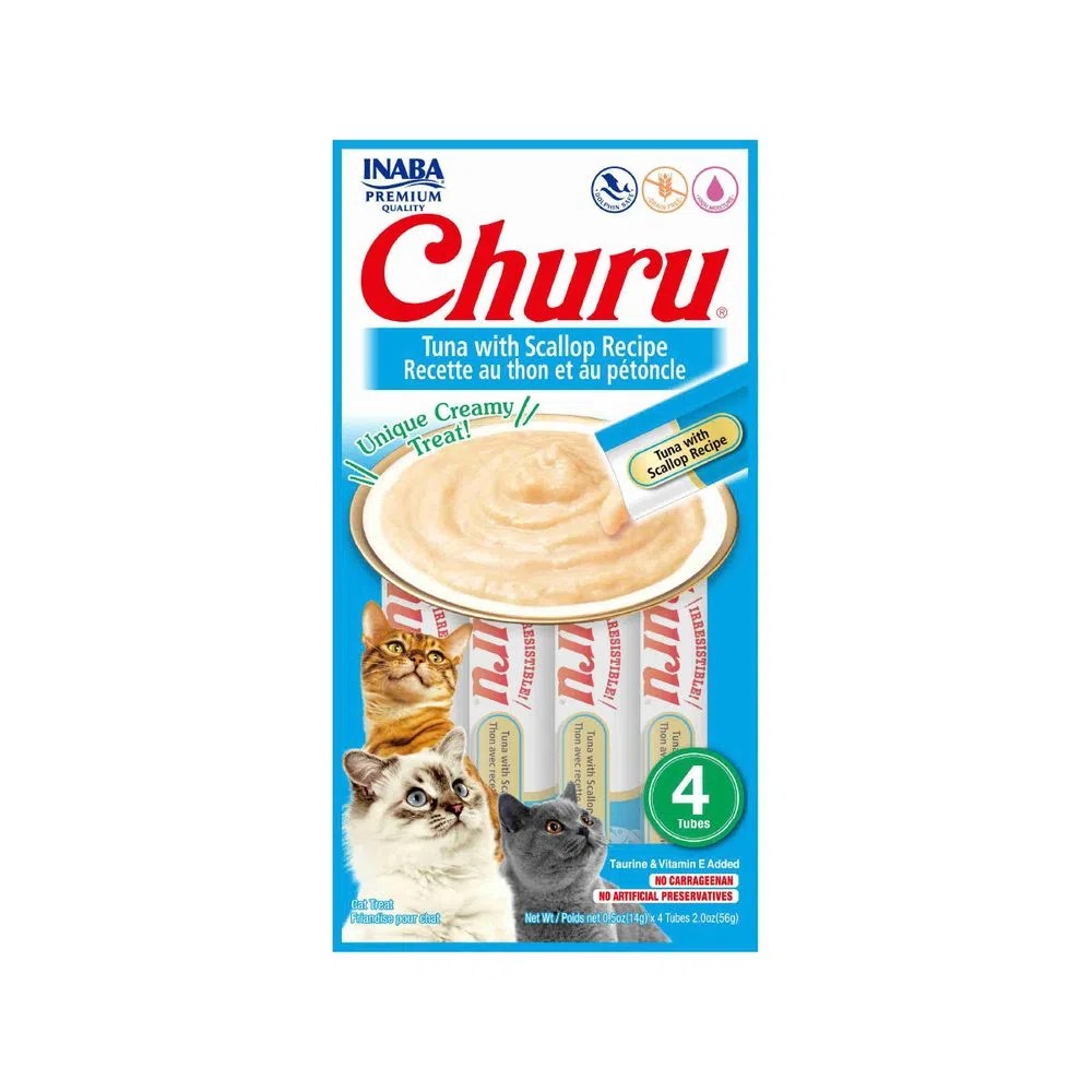 Churu Pure Cremoso Para Gato Sabor Atun y Vieira x 4 Unidades