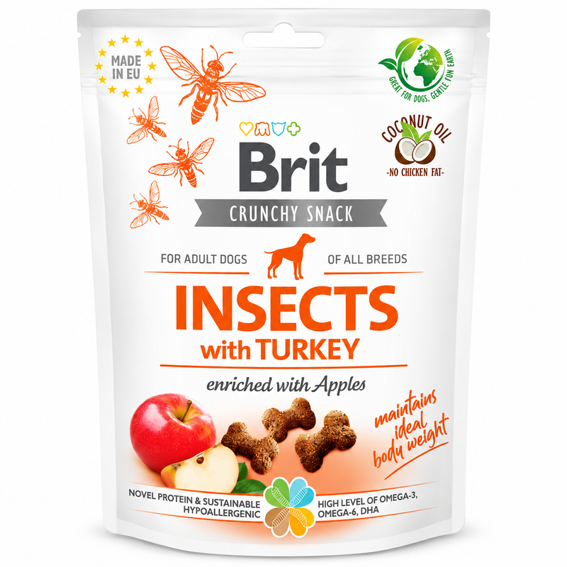 Brit Crunchy Snack Insectos con Pavo y Manzana para Perros