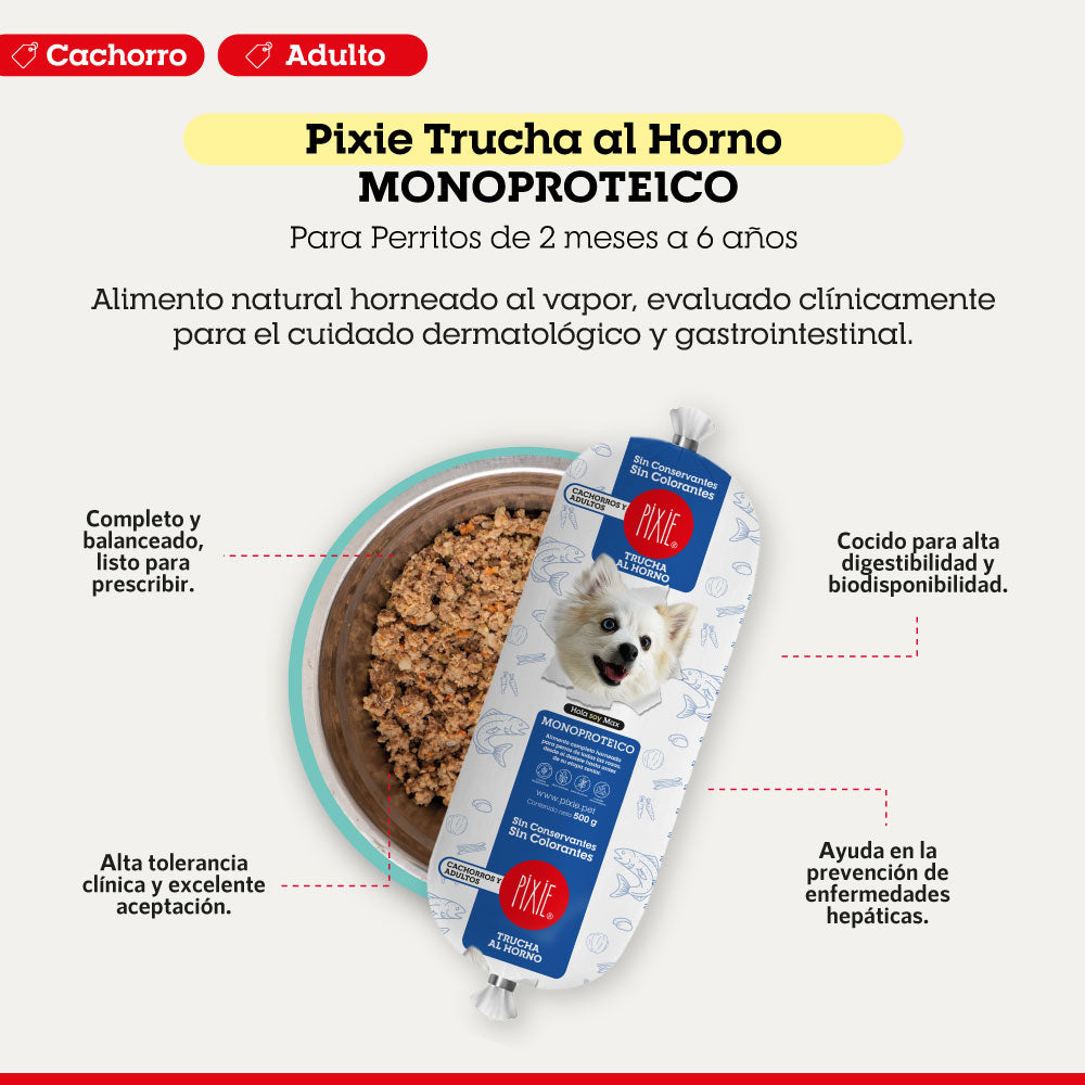 Pixie Trucha al Horno para Perros Cachorros y Adultos