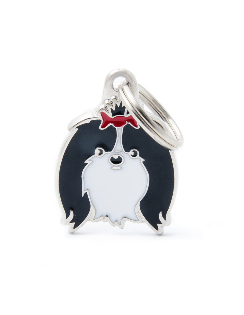 Placa de Identificación Shih Tzu Blanco y Negro Niña