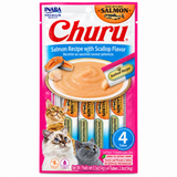 INABA Churu Salmón con Sabor a Vieira para Gatos – 4 Tubos