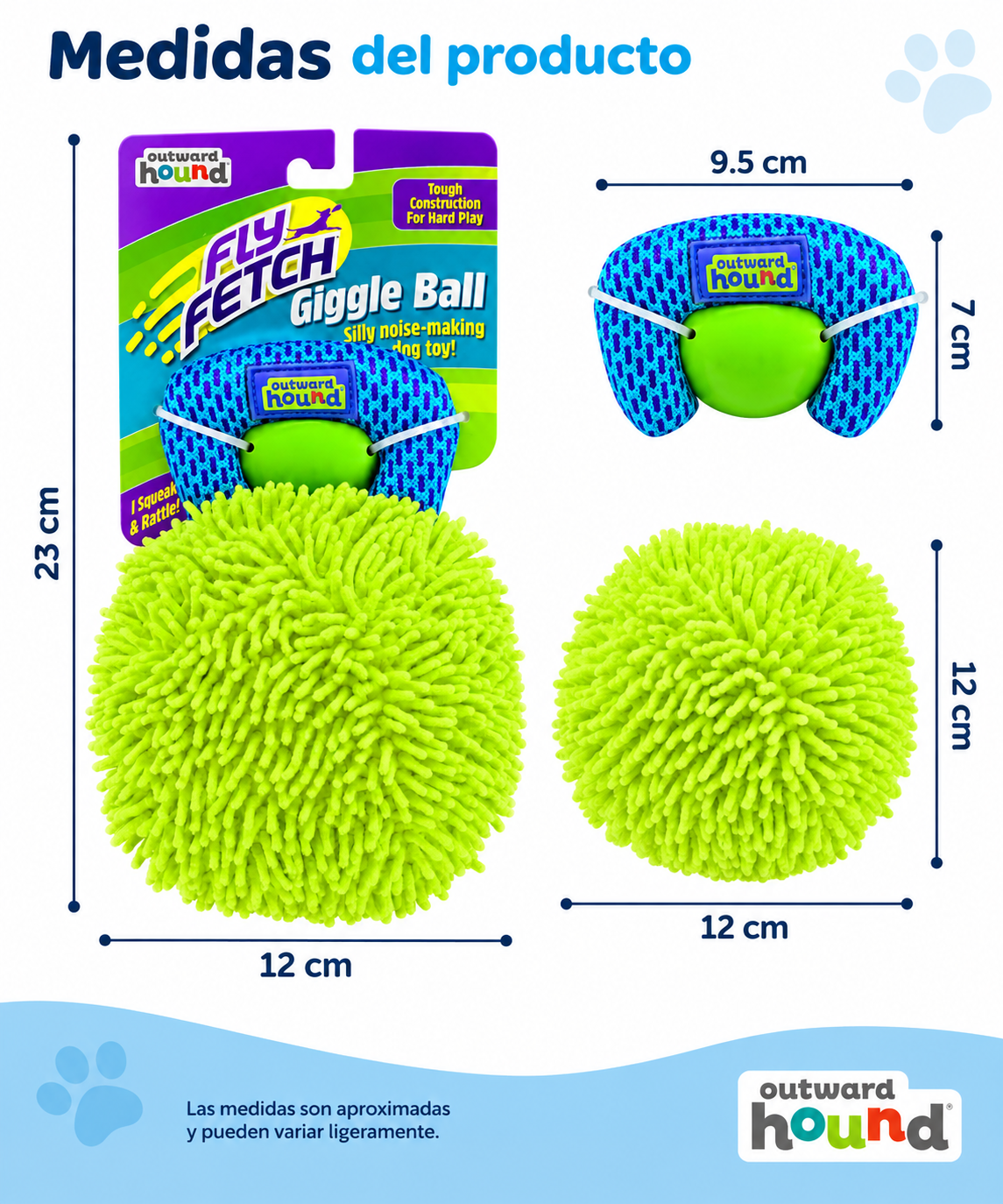 Pelota Interactiva para Perros Outward Hound Fly Fetch Giggle Ball