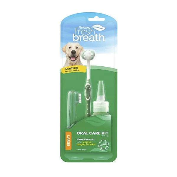 TropiClean Fresh Breath - Kit de cuidado bucal para perros grandes