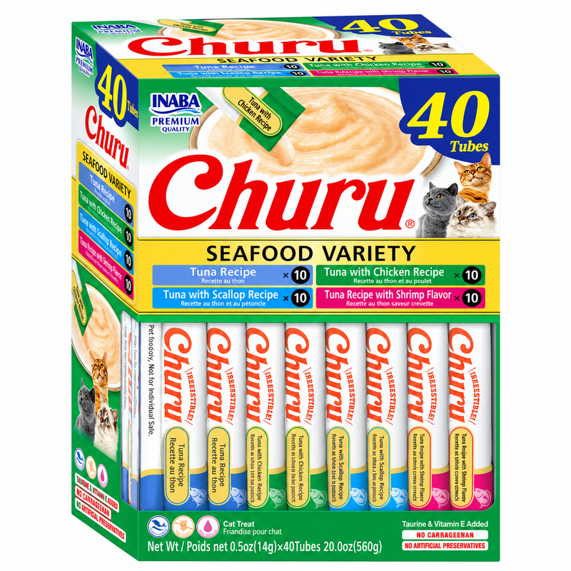 Snack para Gato Churu Vairedad de Pescado x 40 Unidades