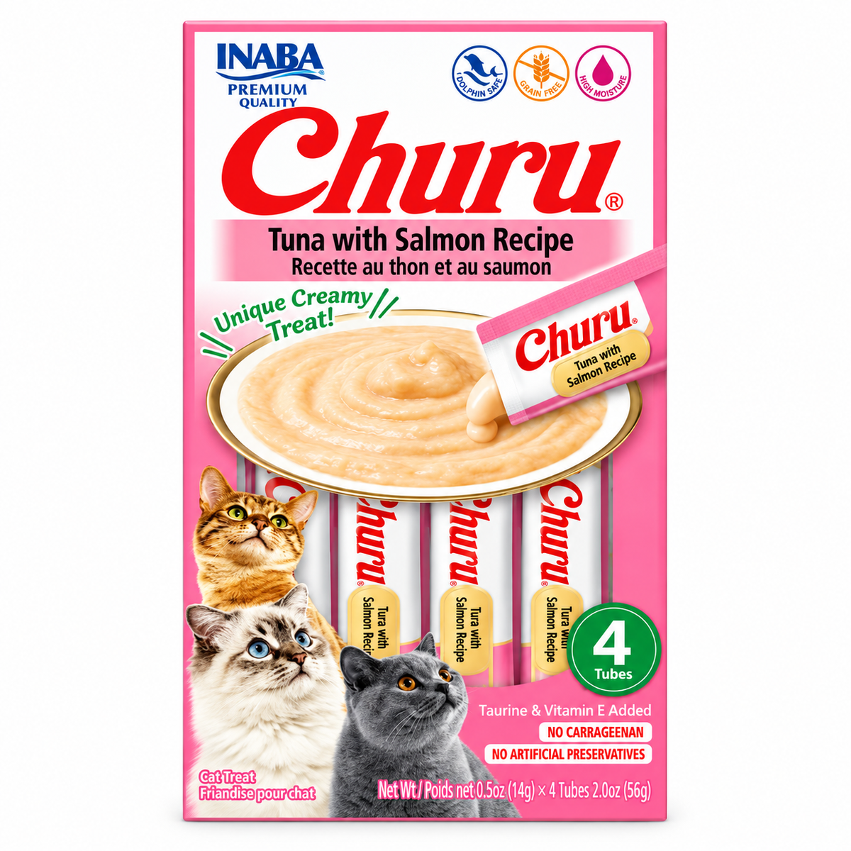 INABA Churu para Gatos Atún con Salmón – 4 Tubos