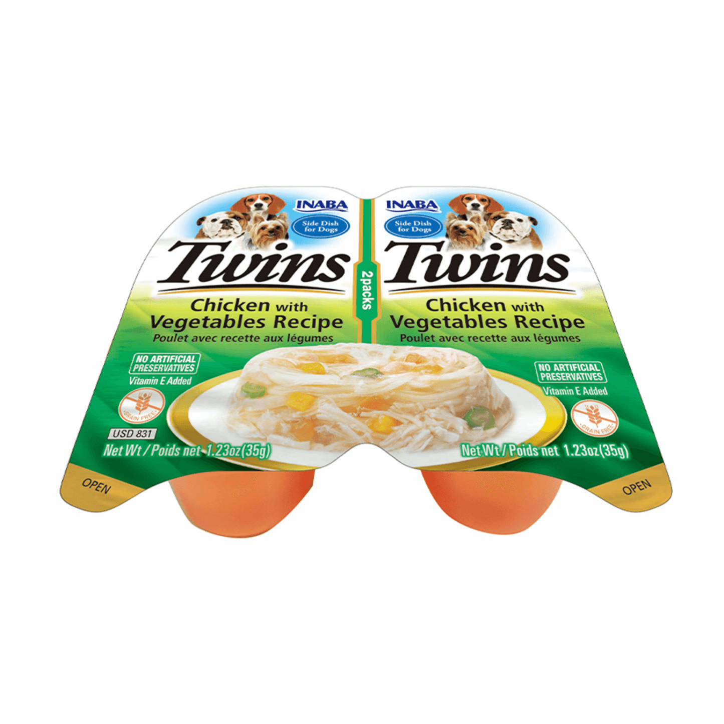 Snack Dog Twins Pollo y Vegetales para Perro Inaba  2 x 35 g