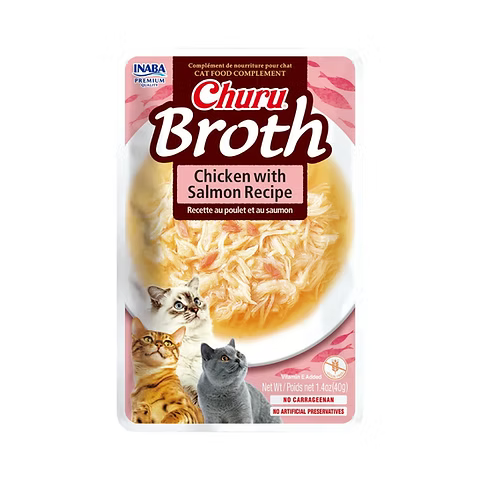 Inaba Churu Broth - Caldo de Pollo con Salmón para Gatos (Pouch 40g)