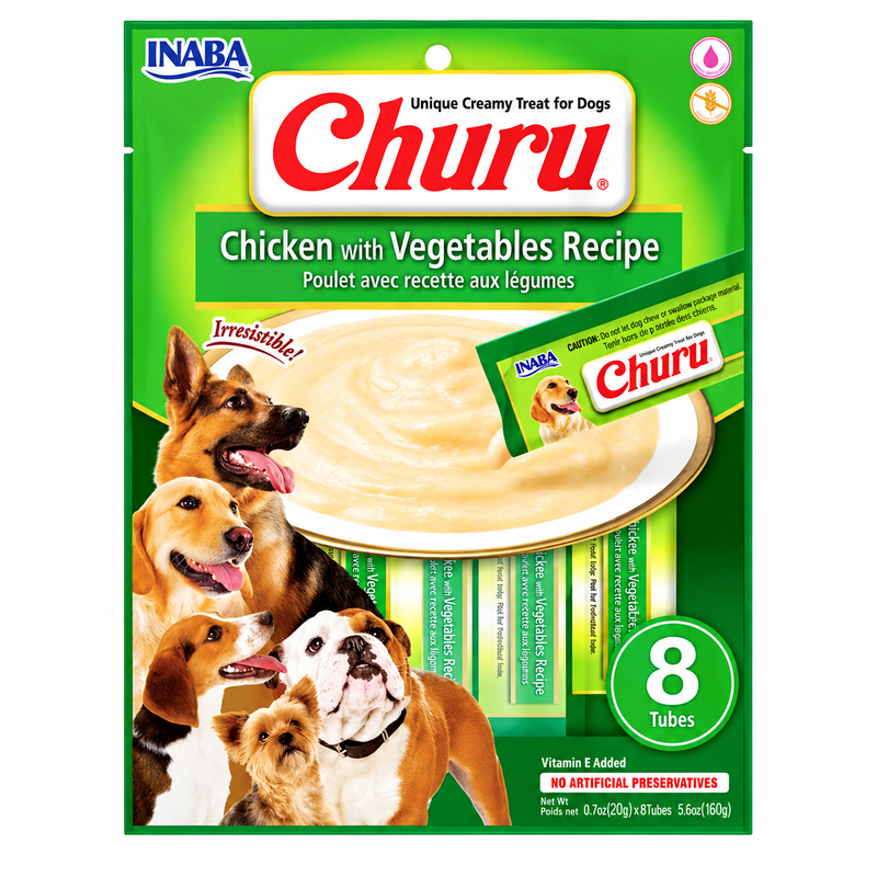 Churu para Perros Pollo con Vegetales – 8 Tubos