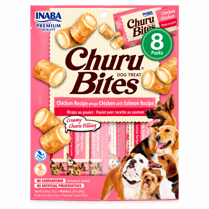 INABA Churu Bites Pollo con Salmón para Perros x8