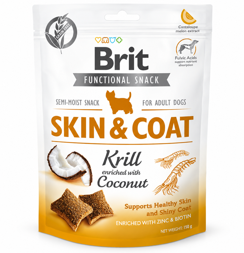 Brit Functional Snack Skin & Coat Krill con Coco para Perros 150 g