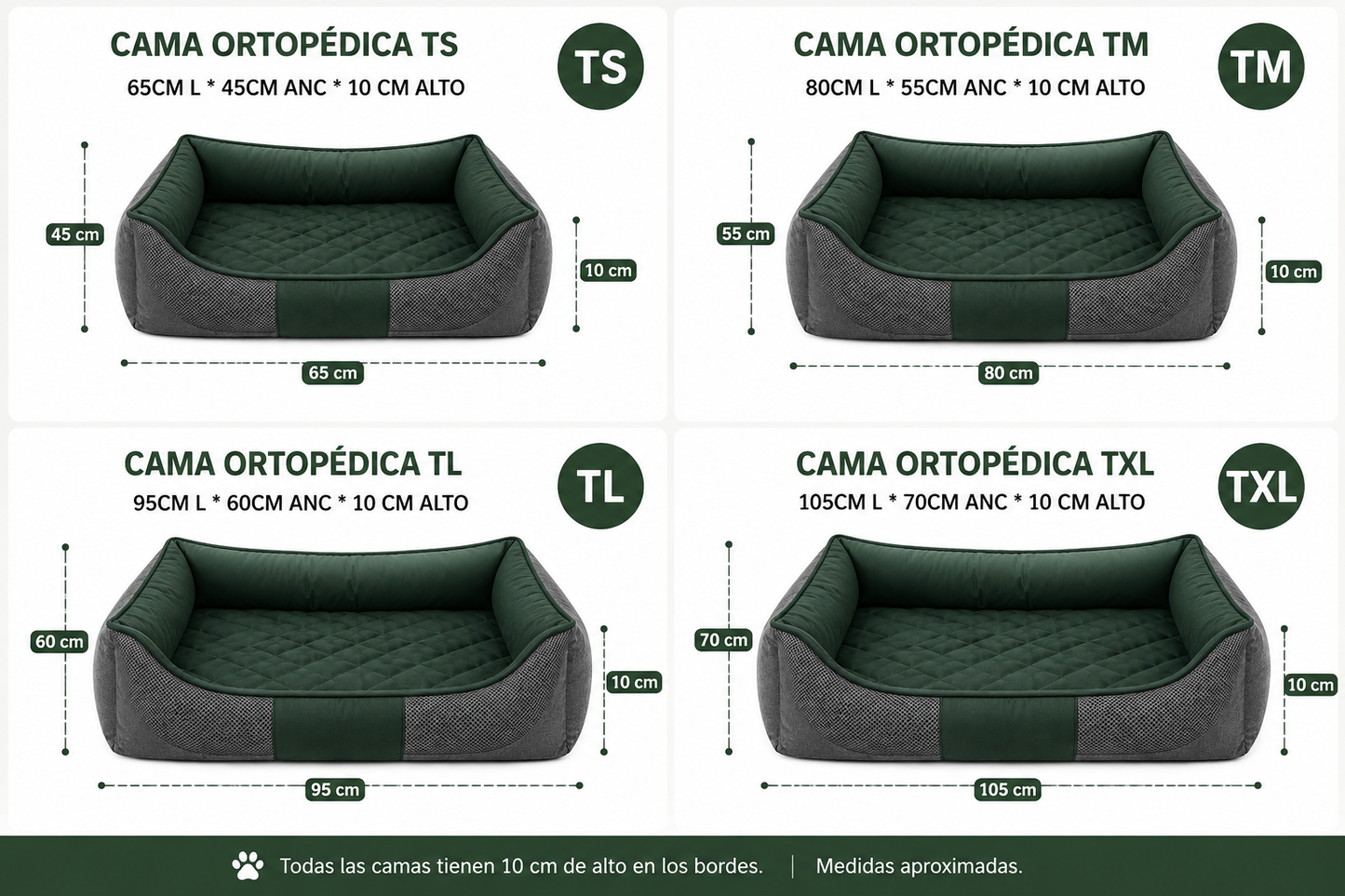Cama Ortopédica Impermeable para Perros – Espuma 5 cm