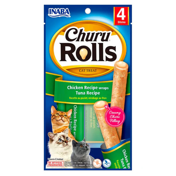 Snacks para Gato Churu Rolls Sabor Pollo con Atun