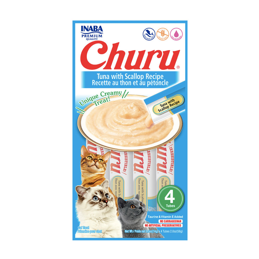 Churu Pure Cremoso Para Gato Sabor Atun y Vieira x 4 Unidades