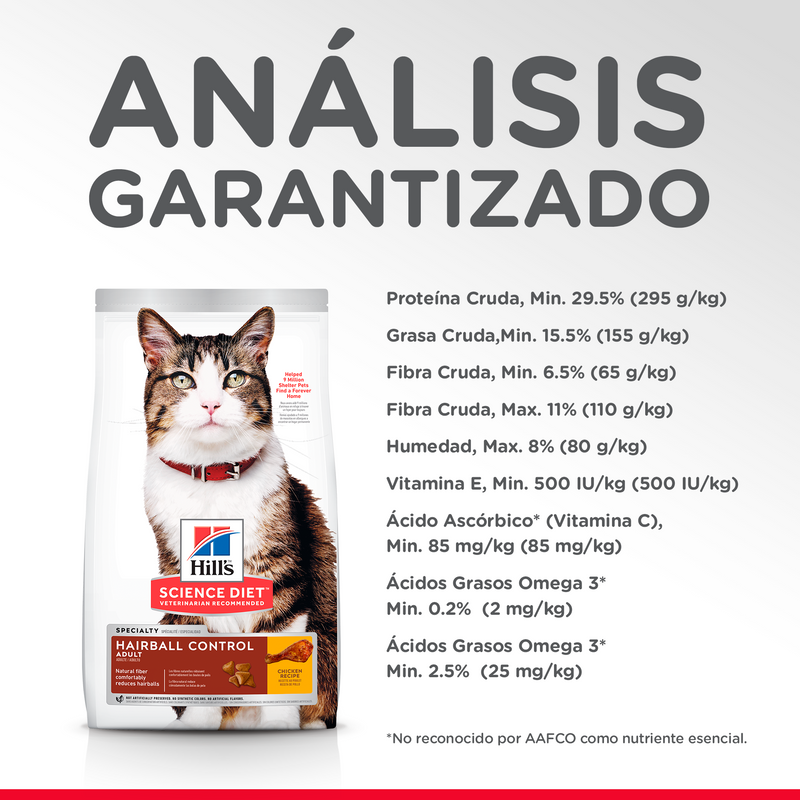 Comida Para Gato Hills Adulto Hairball Pollo