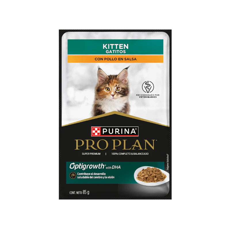 Alimento Humedo Proplan para Gato Kitten Pollo en Salsa 85 Grs