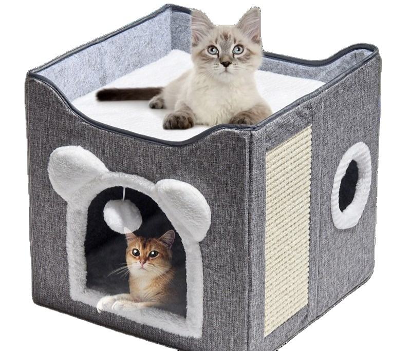 Cama plegable con rascador colgante para gatos