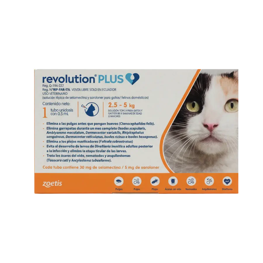 Antipulgas Revolution Plus para Gatos 2.5 a 5 Kg