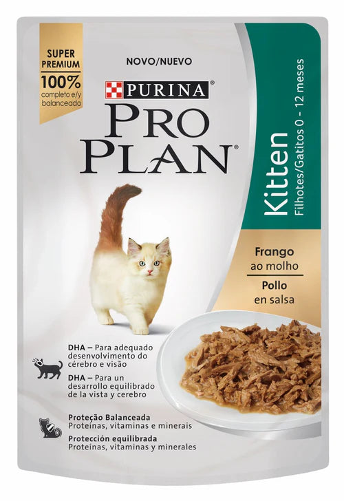 Alimento Humedo Proplan para Gato Kitten Pollo en Salsa 85 Grs