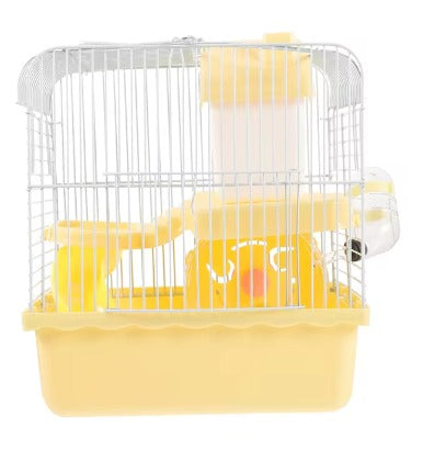 Jaula Para Hamster Con Rodadero y Rueda Amarillo