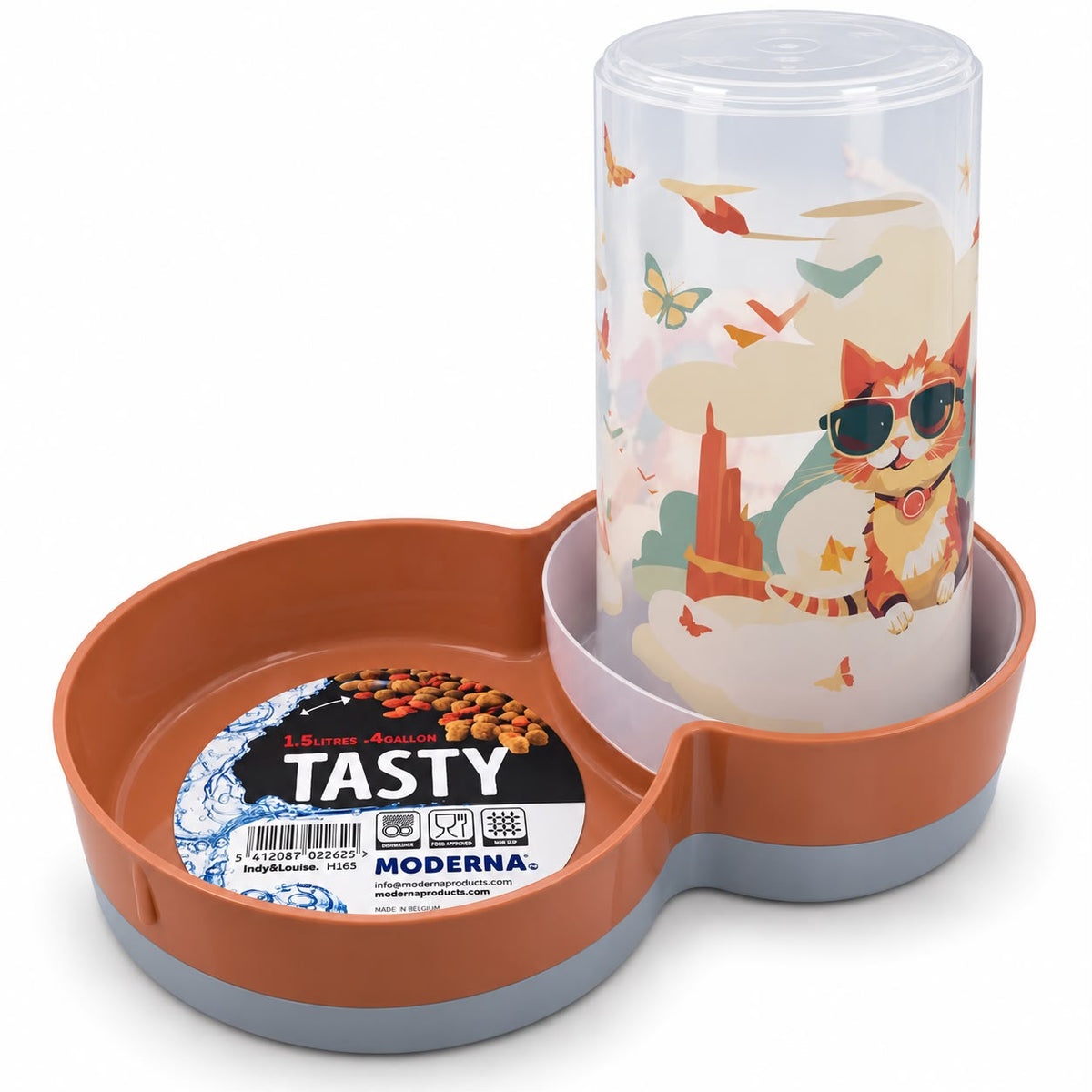 Dispensador de Agua y Alimento Moderna Tasty Indy & Louise 2 en 1 – 1,5 L