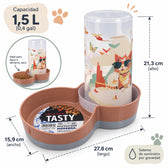 Dispensador de Agua y Alimento Moderna Tasty Indy & Louise 2 en 1 – 1,5 L