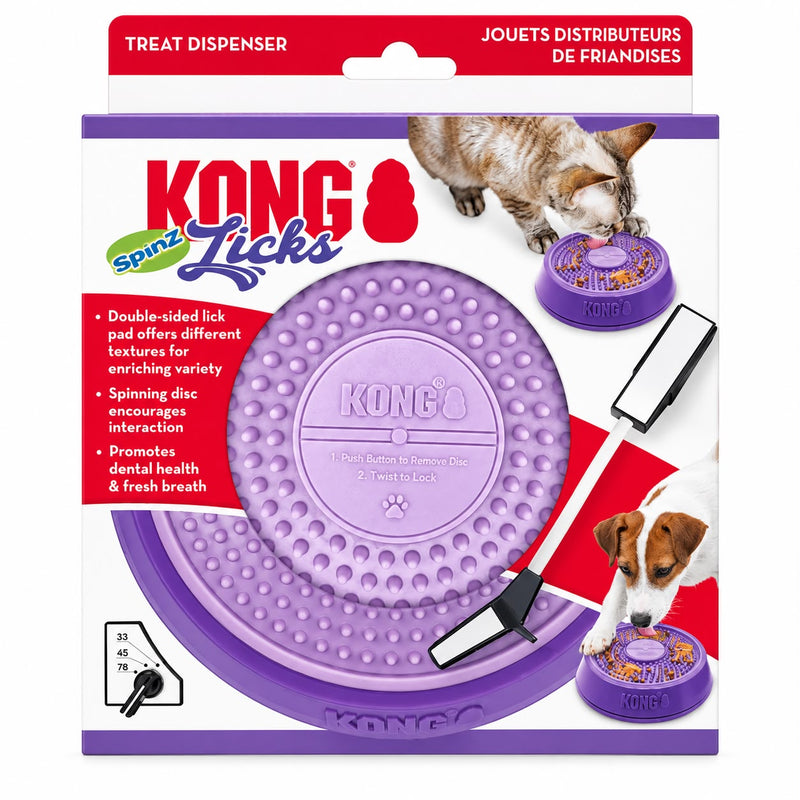 KONG Licks Spinz – Dispensador Interactivo y Plato de Lamido para Perros y Gatos