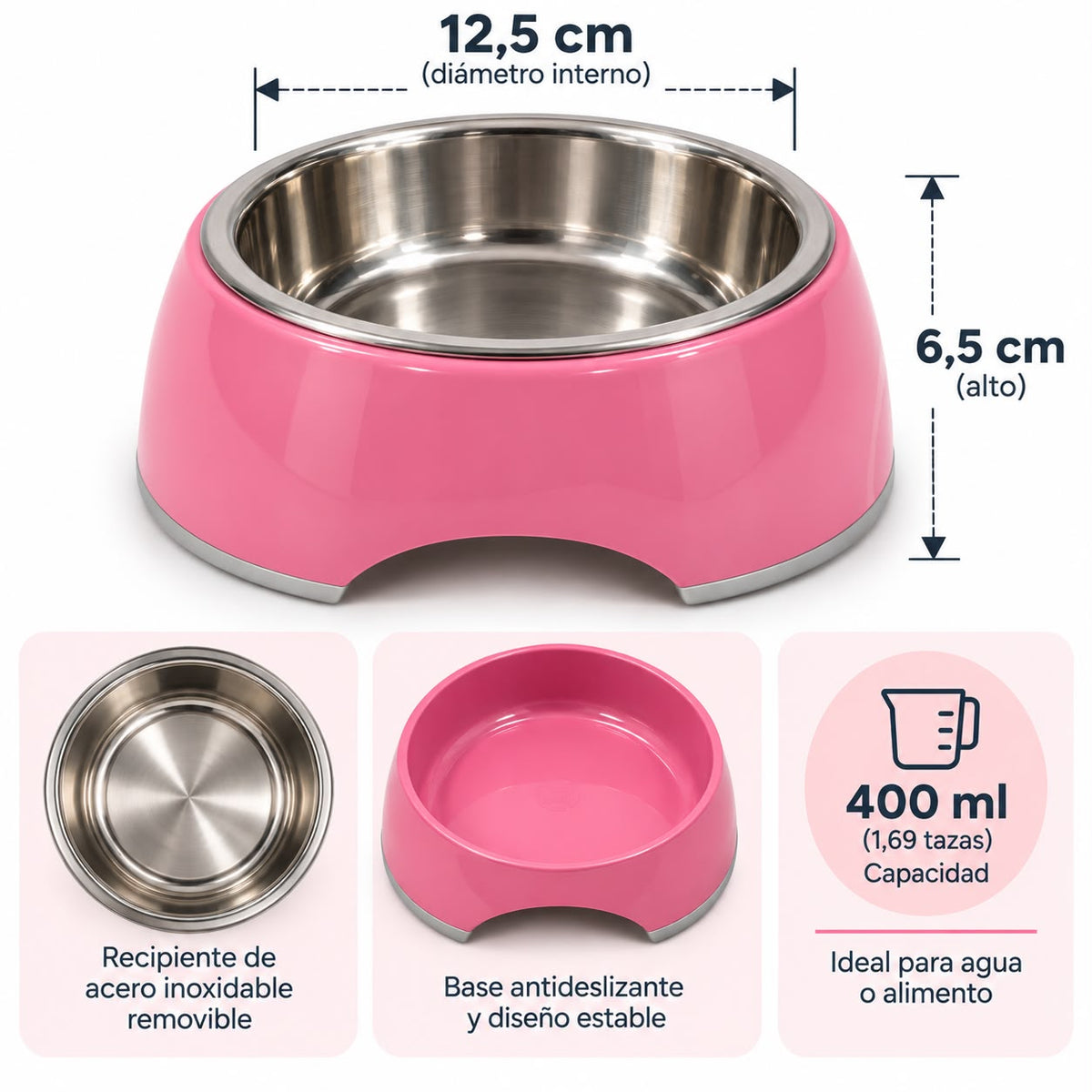 Plato Loving Pets Retro Bowl Small Hot Pink – 400 ml