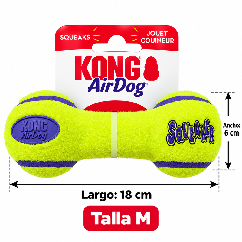 KONG AirDog Squeaker Dumbbell – Juguete con Sonido para Perros