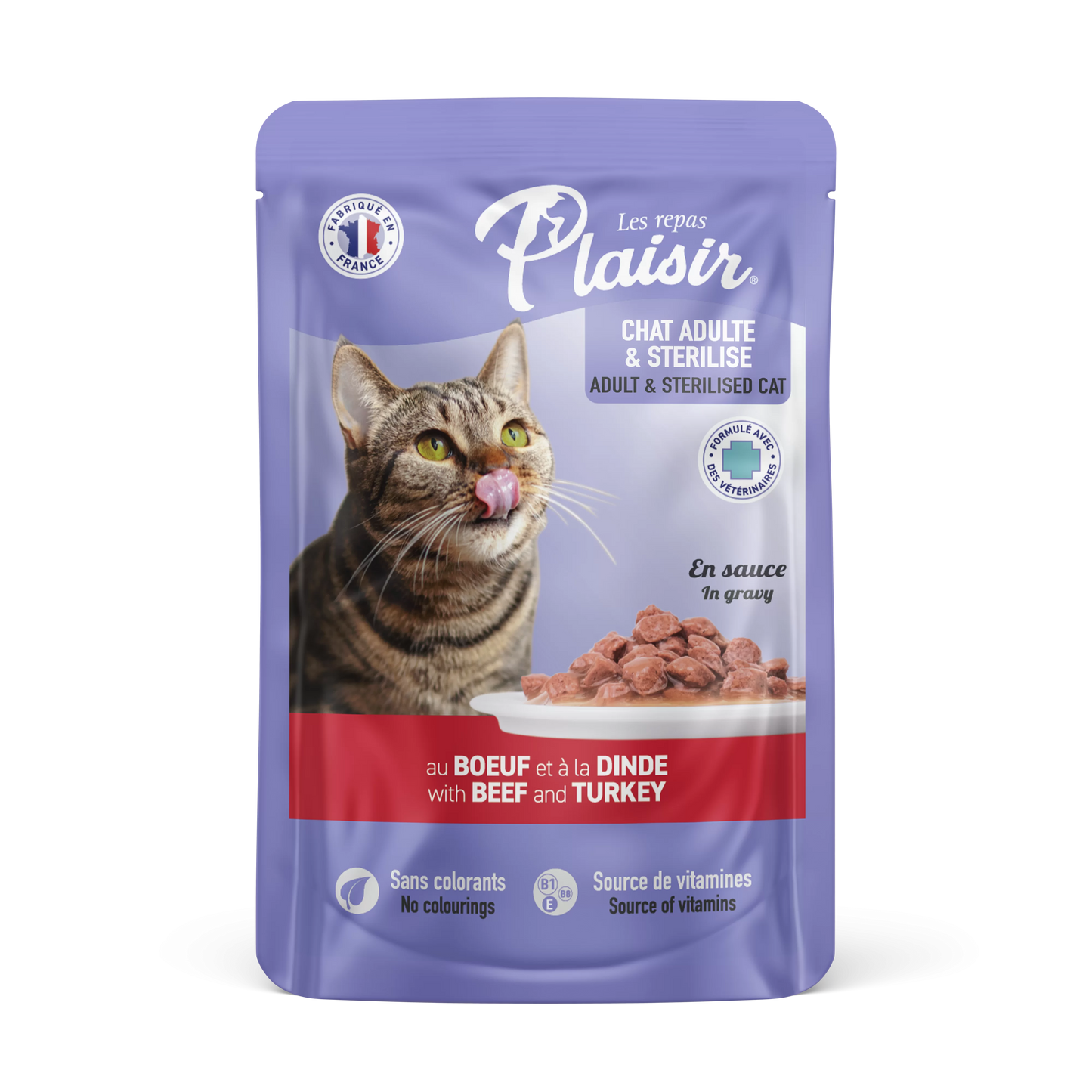 Alimento Humedo para Gato Plaisir Carne y Pavo