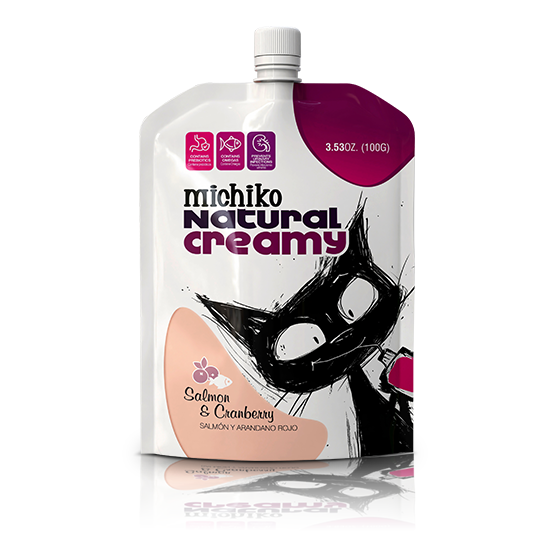 Michiko Yogurt Para Gato Sabor a Salmon y Arandanos 100 Grs